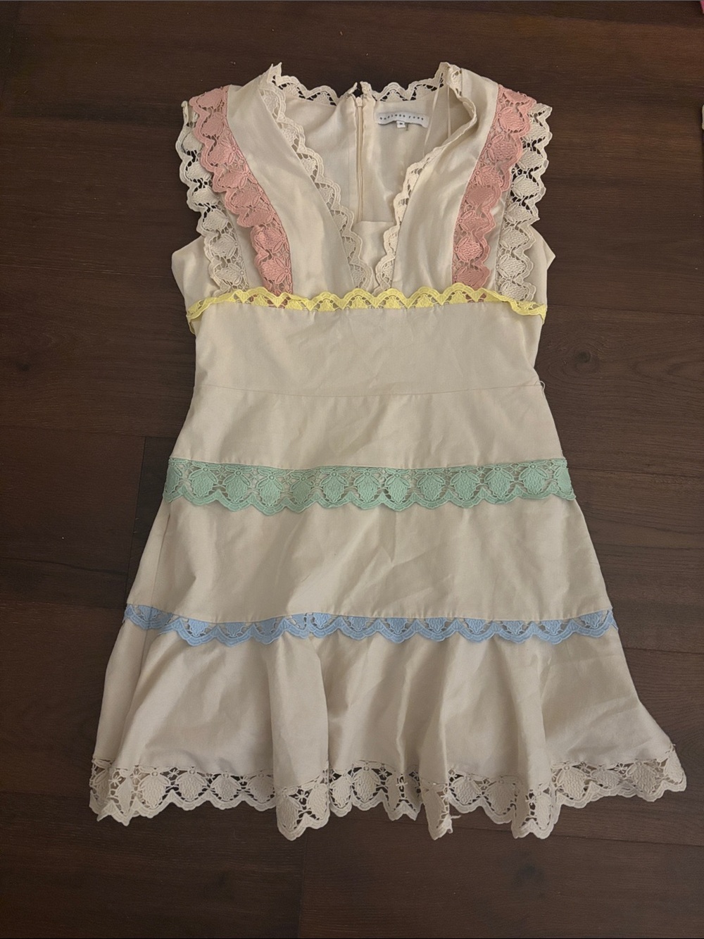 Endless Rose- Cream-Lace Trim Dress with Pastel Accents